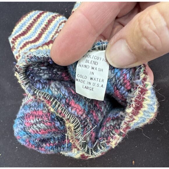 Vintage 1950’s Chunky Knit Wool Cotton Blend Winter Size Large Mittens - Picture 7 of 8